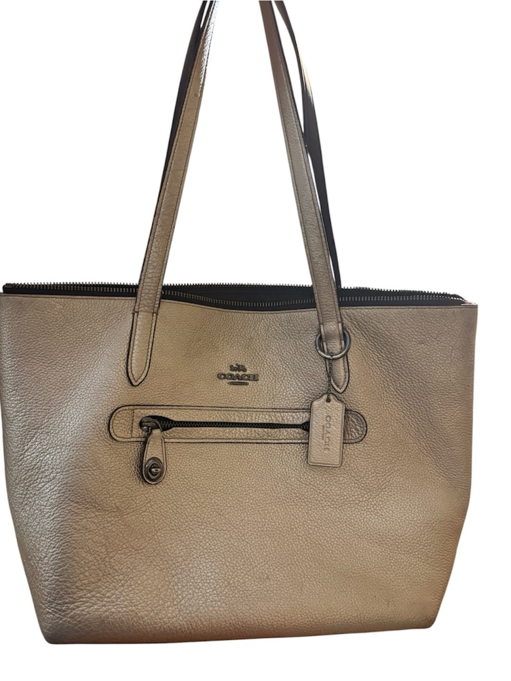 Coach Gold Metallic Leather Tote Bag